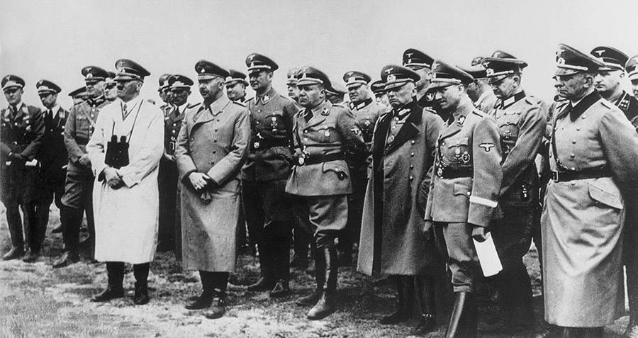 Adolf Hitler and senior military staff at Calais in 1940