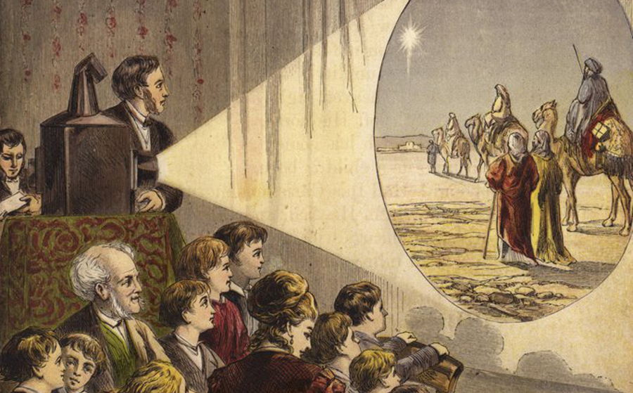 Children Watching a Magic Lantern Show of the Christmas Story